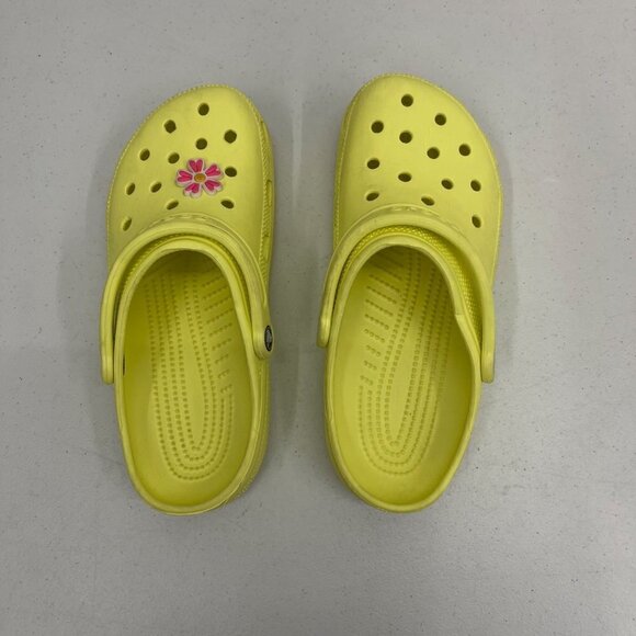 Crocs Classic Yellow Slip On Clogs Shoes w Floral Jibbitz 10001 Mens 8 Womens 10 - Picture 4 of 8